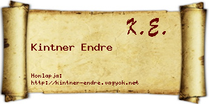 Kintner Endre névjegykártya